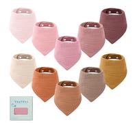 Yoofoss 10 Pcs Bavoirs pour Bébé 100% Coton Bavoirs Triangle Bandana Serviette de Salive Avec Boutons pour Fille Garçon Enfant Bébé 0 à 3 Ans
