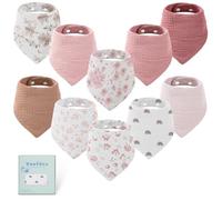 Yoofoss 10 Pcs Bavoirs pour Bébé 100% Coton Bavoirs Triangle Bandana Serviette de Salive Avec Boutons pour Fille Garçon Enfant Bébé 0 à 3 Ans