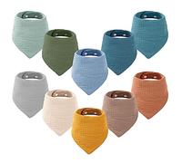 Yoofoss 10 Pcs Bavoirs pour Bébé 100% Coton Bavoirs Triangle Bandana Serviette de Salive Avec Boutons pour Fille Garçon Enfant Bébé 0 à 3 Ans