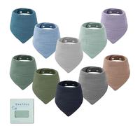 Yoofoss 10 Pcs Bavoirs pour Bébé 100% Coton Bavoirs Triangle Bandana Serviette de Salive Avec Boutons pour Fille Garçon Enfant Bébé 0 à 3 Ans