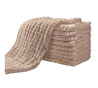 Yoofoss Lange bébé en Mousseline de Coton Langes Super Doux Absorbant avec 6 Couches 27x50 cm Carrés de Mousseline pour Peaux Sensibles Lot de 10 pour Nouveaux-nés Marron