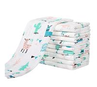 Yoofoss Lange bébé en Mousseline de Coton Langes Super Doux Absorbant avec 6 Couches 27x50 cm Carrés de Mousseline pour Peaux Sensibles Lot de 10 pour Nouveaux-nés Alpaga