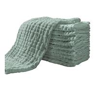Yoofoss Lange bébé en Mousseline de Coton Langes Super Doux Absorbant avec 6 Couches 27x50 cm Carrés de Mousseline pour Peaux Sensibles Lot de 10 pour Nouveaux-nés Vert Foncé
