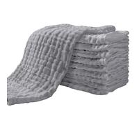 Yoofoss Lange bébé en Mousseline de Coton Langes Super Doux Absorbant avec 6 Couches 27x50 cm Carrés de Mousseline pour Peaux Sensibles Lot de 10 pour Nouveaux-nés Gris