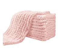 Yoofoss Lange bébé en Mousseline de Coton Langes Super Doux Absorbant avec 6 Couches 27x50 cm Carrés de Mousseline pour Peaux Sensibles Lot de 10 pour Nouveaux-nés Poudre de Viande
