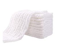 Yoofoss Lange bébé en Mousseline de Coton Lot de 10 Langes 27x50 cm Carrés de Mousseline Super Doux Absorbant avec 6 Couches pour Peaux Sensibles pour Nouveaux-nés Blanc