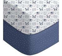 Yoofoss - Lot de 2 draps de lit adaptés Pack and Play, draps de mini-berceau 2 pièces pour matelas Pack N Play, drap extensible pour parc, doux et respirant (Panda)