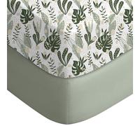 Yoofoss - Lot de 2 draps de lit Pack and Play avec housse, draps de mini-berceau 2 pièces pour matelas Pack N Play, drap extensible pour parc, doux et respirant (Vert + Feuilles de banane)