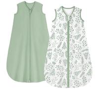 Yoofoss Lot de 2 Gigoteuse Bébé 100% Coton 1.0 TOG Sac de Couchage Toute l'année Gigoteuse Turbulette et Fermeture éclair Emmaillotage 90 cm pour Nouveau-né Garçons Filles 18-24 Mois