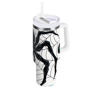 Yoogain Angry Spider Web Star - Gobelet isotherme de 1200 ml avec rabat résistant aux fuites, à large goulot - Tasse à café extra large pour eau, thé glacé ou café - Noir et bleu