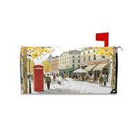 Yoogain Aquarelle Street Illustration Automne Couvertures de boîte aux lettres magnétiques décoratives pour Pâques Fun Saint-Valentin Boîte aux lettres Taille standard Couverture pour buzon