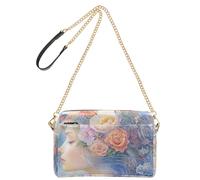 Yoogain Beautiful Girl Flowers Petit sac à bandoulière en cuir végétalien pour femme avec fermeture éclair