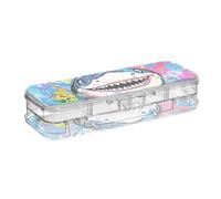 Yoogain Beauty Shark Boîte à crayons en plastique transparent double couche pour papeterie avec couvercle