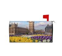Yoogain Big Ben Fleur Peinture à l'huile Couverture décorative pour boîte aux lettres de Noël Mignon Mardi gras Taille standard Couverture para buzon