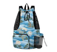 Yoogain Blue Mountain Chrysanthemum Sac de sport étanche avec poches intérieures Blanc