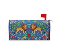 Yoogain Bohème Oiseaux Lion, Bleu, Jaune, Rouge, Fleur Décorative, Enveloppements pour Boîte aux Lettres de Saint-Valentin Unique Noël Couverture Taille Standard Couverture pour Buzon