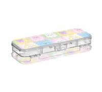 Yoogain Boîte de rangement rigide double couche transparente avec motif de dessin animé, pour fournitures de papeterie, avec bouton-pression et couvercle
