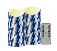 Yoogain Bougies LED d'extérieur étanches avec minuteur 2/4/6/8 heures sans flamme pour le réveillon du Nouvel An, fête drôle rayée, bleu tonnerre