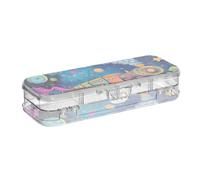 Yoogain Cartoon Cute Color Planet Steam Train Boîte à crayons transparente en plastique double couche étui rigide pour papeterie avec bouton-pression et couvercle