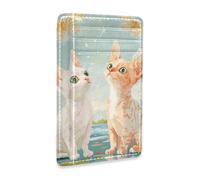 Yoogain Cartoon Devon Rex Cats A River Portefeuille fin en cuir pour femme avec fente pour argent et blocage RFID pour homme et femme