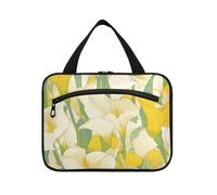 Yoogain Chic Calla Lily Jaune Citron Vert Clair Trousse à pharmacie à suspendre avec crochet, trousse de toilette de designer pour accessoires indispensables hôtel cartera para maquillaje L, Chic
