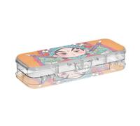 Yoogain Chinese Culture Peking Opera Boîte à crayons en plastique transparent double couche pour fournitures de papeterie avec couvercle hermétique Orange