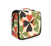 Yoogain Clover Design Trousse de toilette imperméable avec compartiments et poignée Vert et orange