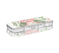 Yoogain Clover Flowers Love Bird Boîte à crayons en plastique transparent à double plateau pour fournitures artistiques avec couvercle