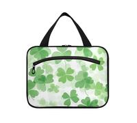 Yoogain Clover St Leaf Trousse de maquillage de voyage à suspendre avec crochet, trousse de rasage lavable pour homme pour voyage, bolsas para maquillaje L, Trèfle St Leaf Vert, Large