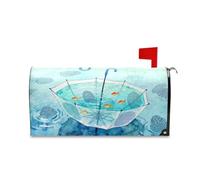 Yoogain Couverture de boîte aux lettres décorative en forme d'aquarelle - Motif poisson bleu - Magnétique - Pour l'été - Unique - Happy New Year - Taille standard - Pour buzon