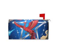 Yoogain Couverture décorative de boîte aux lettres abstraite, phénix rouge, étoile bleue, ciel bleu, pour boîte aux lettres de Noël, couverture magnétique de taille standard Caja de correos