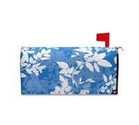 Yoogain Couverture magnétique de boîte aux lettres décorative avec fleurs de style bohème pour l'été, Pâques, taille standard, bleu et blanc