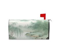 Yoogain Couvertures de boîte aux lettres décoratives de style chinois vert montagne magnétique standard pour Halloween, Thanksgiving, couverture magnétique de taille standard pour buzon