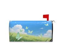 Yoogain Couvertures de boîte aux lettres décoratives magnétiques pour l'automne - Bleu ciel blanc nuages verts - Taille standard - Caja de correos