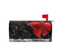 Yoogain Couvertures de boîte aux lettres décoratives noires et rouges Betta Poisson magnétique standard pour l'été Unique Noël Couverture de boîte aux lettres magnétique Taille standard Caja de