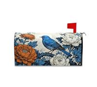 Yoogain Couvertures de boîte aux lettres magnétiques de style chinois avec oiseaux et pivoines bleues pour l'été et Pâques, taille standard