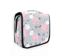 Yoogain Cute Pony Goyave Conteneur de voyage pour articles de toilette avec crochet de suspension Sac étanche avec compartiments et poignée Gris