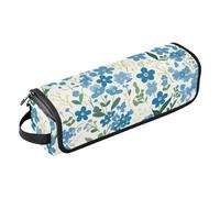 Yoogain Étui de voyage 2 en 1 pour fer à friser avec tapis de fer, sac de rangement pour fer à friser, fer à lisser, sèche-cheveux plat, petite fleur bleue et verte, Petite fleur bleue et verte, 1