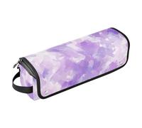 Yoogain Étui de voyage 2 en 1 pour fer à friser et tapis résistant à la chaleur avec fermeture éclair de grande capacité pour fer à lisser, fer à friser, aquarelle abstraite, lilas violet, Abstrait