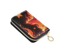 Yoogain Fire Burning Stars Portefeuille en cuir rouge et noir pour homme avec portefeuille Cion avec blocage RFID pour homme avec fermeture éclair