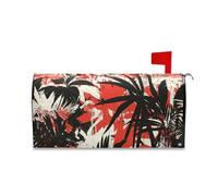 Yoogain Graffiti Art Housse de boîte aux lettres décorative avec feuilles tropicales noires et rouges pour la Saint-Valentin, Thanksgiving, taille standard