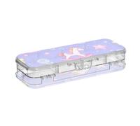 Yoogain Grande trousse à crayons transparente avec couvercle à clipser Motif cheval à bascule et étoile Violet pêche