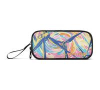 Yoogain Grande trousse de rangement personnalisable en nylon avec motif moulin à vent - Grande capacité - Pour adolescentes et adolescentes