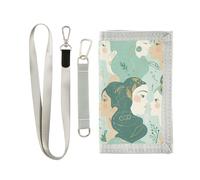 Yoogain Green Gemini Cute Anime Girl Portefeuille pour cartes de crédit minimaliste avec cordon, Gémeaux verts mignon anime fille, 1 size, Tendance