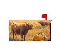 Yoogain Hello Fall Automne Vache Citrouille Champ de blé Couverture magnétique pour boîte aux lettres commémorative Fun Couverture d'hiver Taille standard Couverture pour buzon