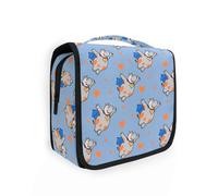 Yoogain Hippo Trousse de toilette portable avec compartiments et poignée Motif cœur volant Orange Bleu
