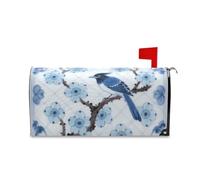 Yoogain Housse de boîte aux lettres décorative en porcelaine bleue avec motif oiseau chinois pour le jour du Souvenir Couverture magnétique unique pour boîte aux lettres d'été Taille standard