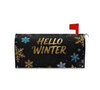 Yoogain Housse de boîte aux lettres décorative Hello Winter bleu doré flocon de neige pour patricks mignon jour commémoratif couverture magnétique taille standard couverture para buzon