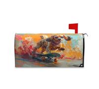 Yoogain Housse de boîte aux lettres décorative pour la Saint-Valentin, motif teckel, planche à roulettes, style rétro, couverture de boîte aux lettres de taille standard pour buzon