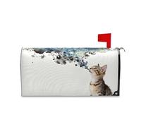 Yoogain Housse de boîte aux lettres magnétique décorative en forme de chat mignon et ciel étoilé pour l'hiver et les vacances, taille standard